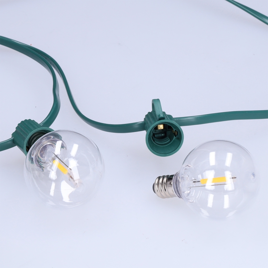 Brilagi - Guirnalda decorativa LED para exterior GIRLANDA 25xE12/0,8W/230V 20m verde IP44 blanco cálido