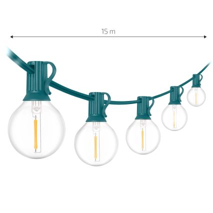 Brilagi - Guirnalda decorativa LED para exterior GIRLANDA 25xE12/0,8W/230V 20m verde IP44 blanco cálido