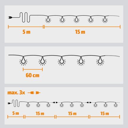 Brilagi - Guirnalda decorativa LED para exterior GIRLANDA 25xE12/0,8W/230V 20m IP44 blanco frío