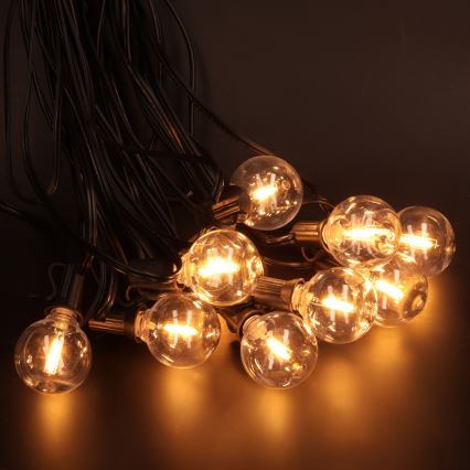 Brilagi - Cadena decorativa LED para exterior GIRLANDA 10xE12/0,6W/230V 8m negra IP44 blanco cálido