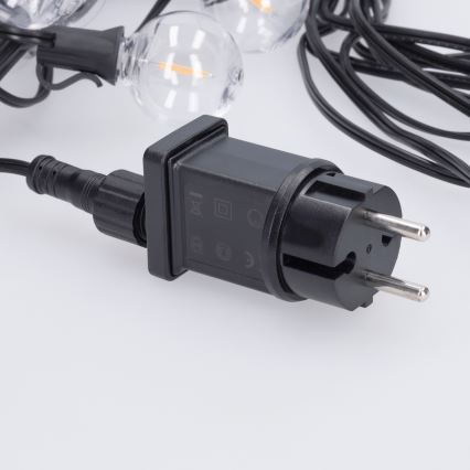 Brilagi - Cadena decorativa LED para exterior GIRLANDA 10xE12/0,6W/230V 8m negra IP44 blanco cálido