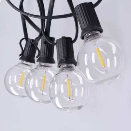 Brilagi - Cadena decorativa LED para exterior GIRLANDA 10xE12/0,6W/230V 8m negra IP44 blanco cálido