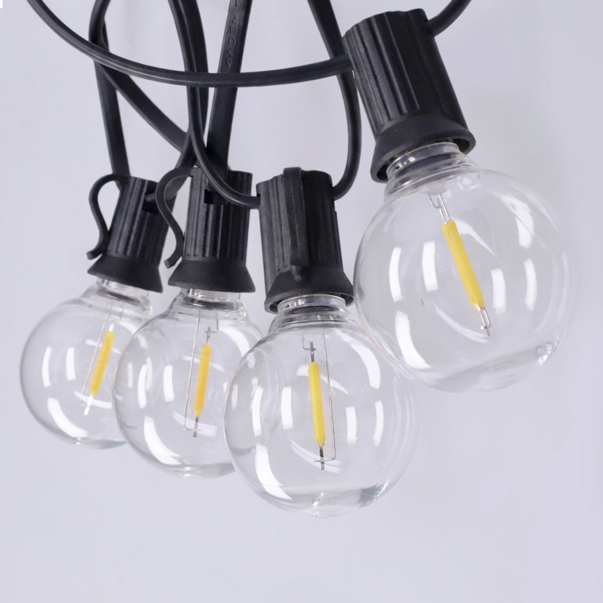 Brilagi - Cadena decorativa LED para exterior GIRLANDA 10xE12/0,6W/230V 8m negra IP44 blanco cálido