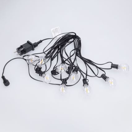 Brilagi - Cadena decorativa LED para exterior GIRLANDA 10xE12/0,6W/230V 8m negra IP44 blanco cálido
