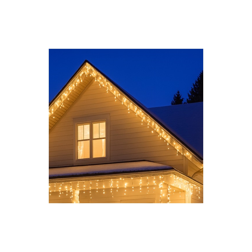 Brilagi - Guirnalda LED para exterior 360 LEDs / 8 funciones, 14 m, IP44, blanco cálido, efecto carámbano