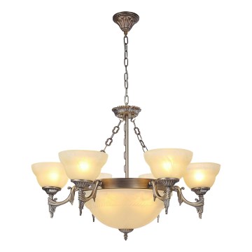 Brilagi - Candelabro colgante con cadena DAHLIA 9xE27/40W/230V Ø 74 cm latón