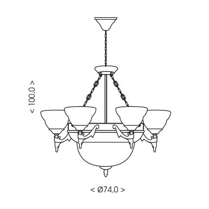 Brilagi - Candelabro colgante con cadena DAHLIA 9xE27/40W/230V Ø 74 cm latón
