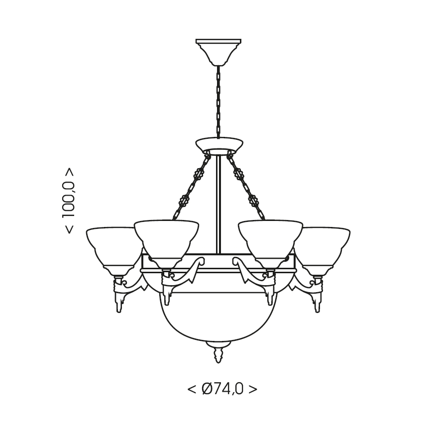 Brilagi - Candelabro colgante con cadena DAHLIA 9xE27/40W/230V Ø 74 cm latón