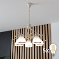 Brilagi - Candelabro LED colgante con cadena ANTICO 5xE27/60W/230V 3000K pátina blanca