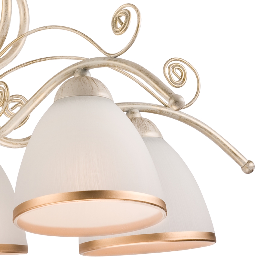 Brilagi - Candelabro LED colgante con cadena ANTICO 5xE27/60W/230V 3000K pátina blanca