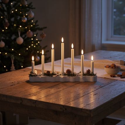 BRILAGI - candelabro navideño LED 7xLED/2xAA blanco