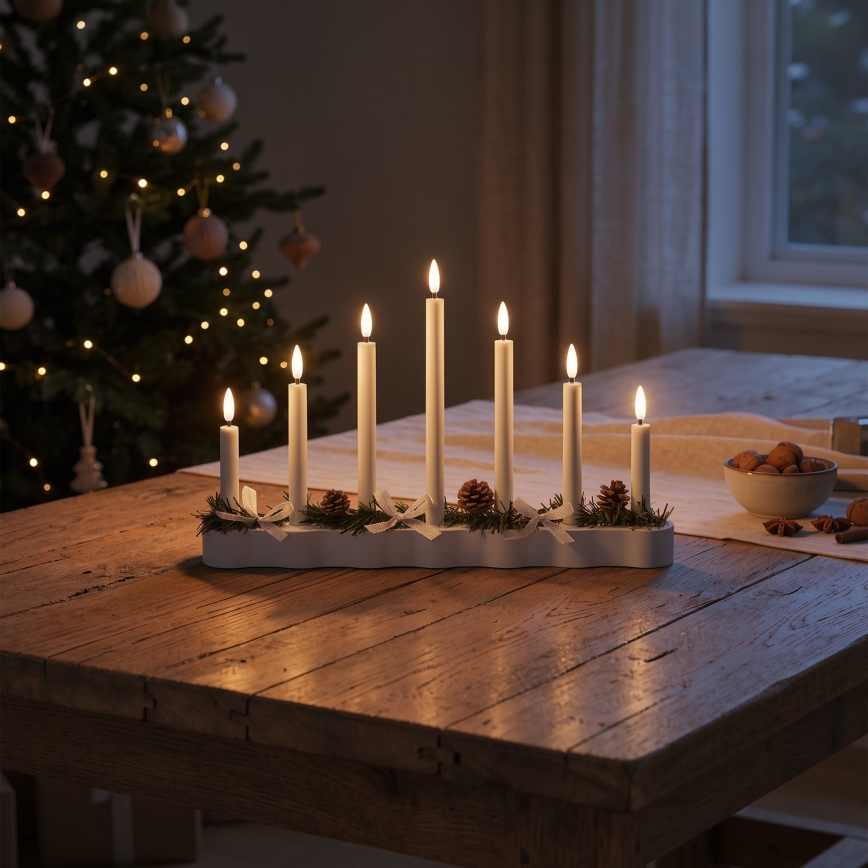 BRILAGI - candelabro navideño LED 7xLED/2xAA blanco