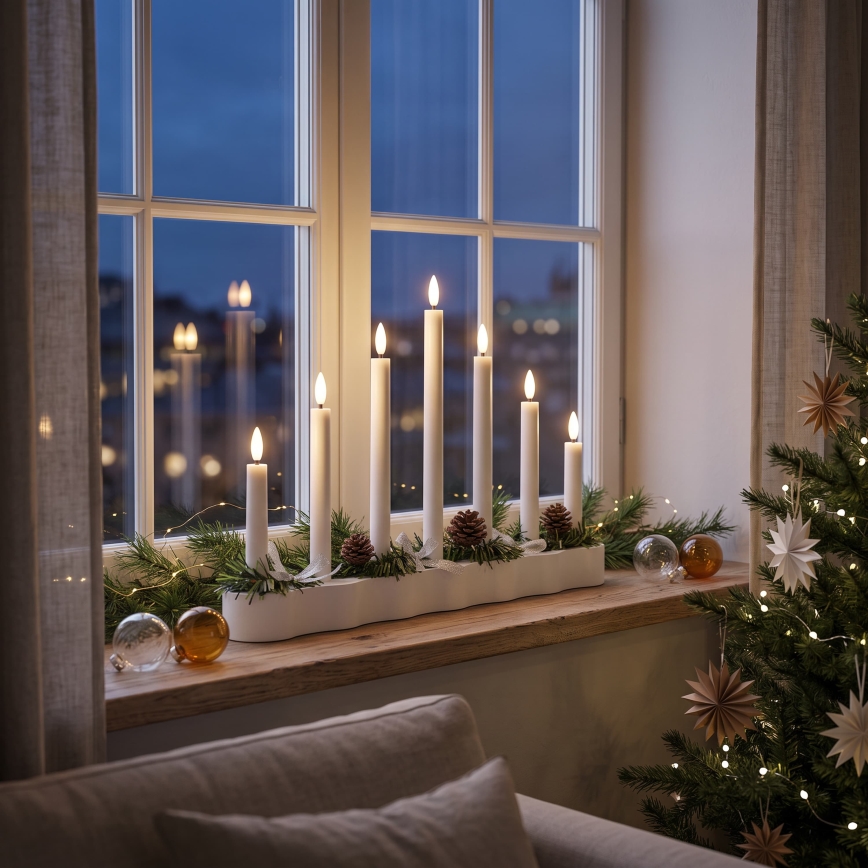 BRILAGI - candelabro navideño LED 7xLED/2xAA blanco