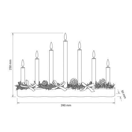 BRILAGI - candelabro navideño LED 7xLED/2xAA blanco