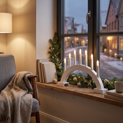 BRILAGI - Candelabro navideño LED 7xLED/2xAA blanco