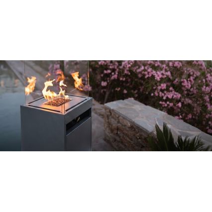 Brilagi - Chimenea de gas para exteriores FLARO GAS 142x36 cm 8kW 1xAAA antracita + funda protectora