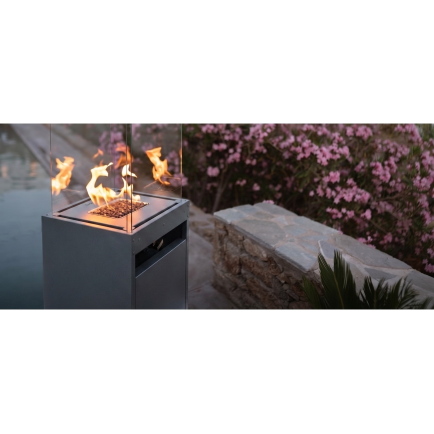 Brilagi - Chimenea de gas para exteriores FLARO GAS 142x36 cm 8kW 1xAAA antracita + funda protectora