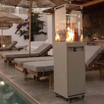 Brilagi - Chimenea de gas para exteriores FLARO GAS 142x36 cm 8 kW 1x AAA beige + funda protectora