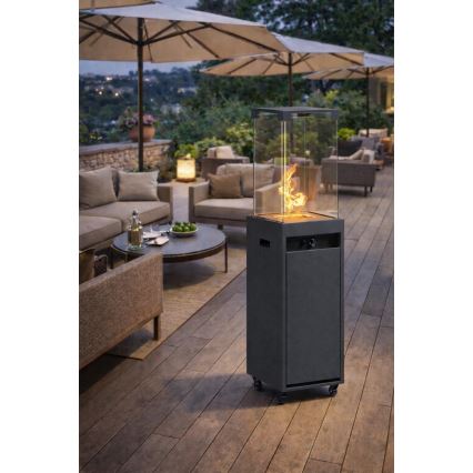 BRILAGI - Chimenea de gas exterior FLARO GAS 142x36 cm 8kW 1xAAA antracita + funda protectora