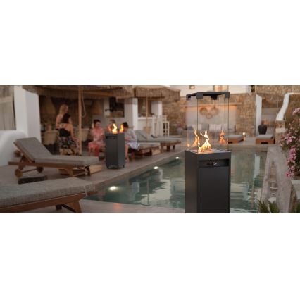 BRILAGI - Chimenea de gas exterior FLARO GAS 142x36 cm 8kW 1xAAA antracita + funda protectora