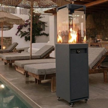 Brilagi - Chimenea de gas para exteriores FLARO GAS 142x36 cm 8kW 1xAAA antracita + funda protectora