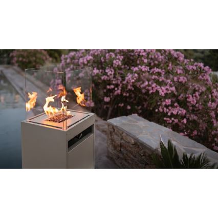 Brilagi - Chimenea de gas para exteriores FLARO GAS 142x36 cm 8 kW 1x AAA beige + funda protectora