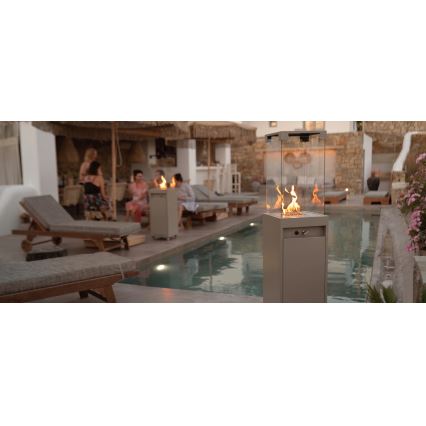 Brilagi - Chimenea de gas para exteriores FLARO GAS 142x36 cm 8 kW 1x AAA beige + funda protectora