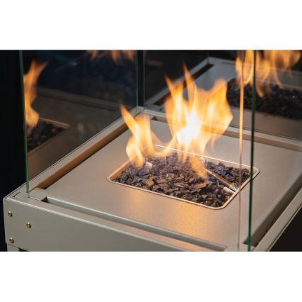 Brilagi - Chimenea de gas para exteriores FLARO GAS 142x36 cm 8 kW 1x AAA beige + funda protectora