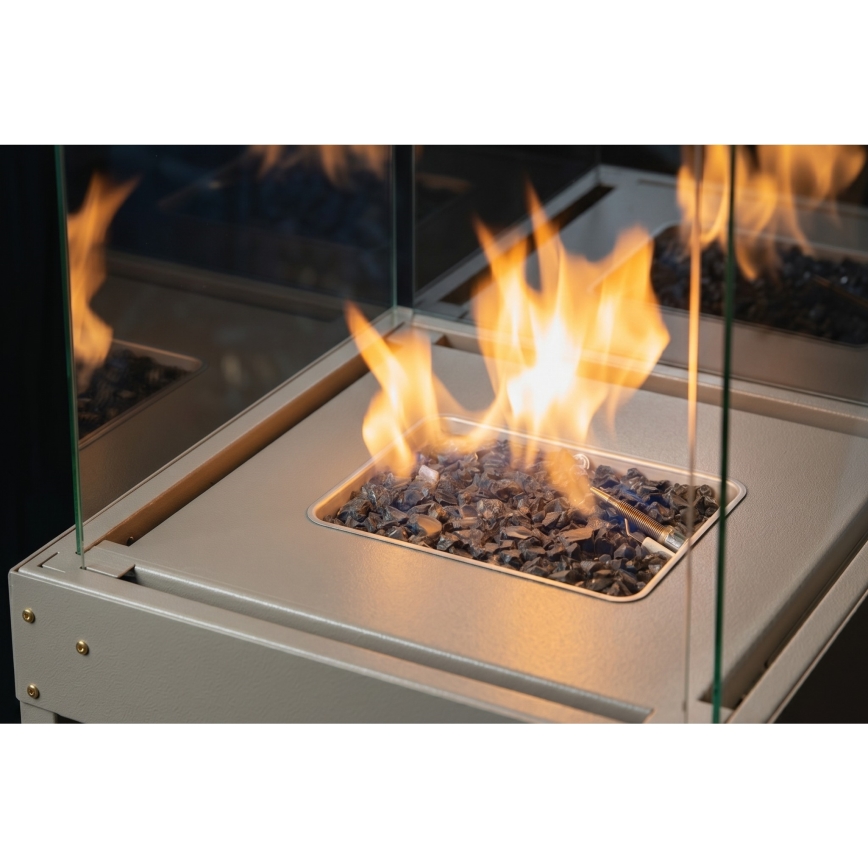 Brilagi - Chimenea de gas para exteriores FLARO GAS 142x36 cm 8 kW 1x AAA beige + funda protectora