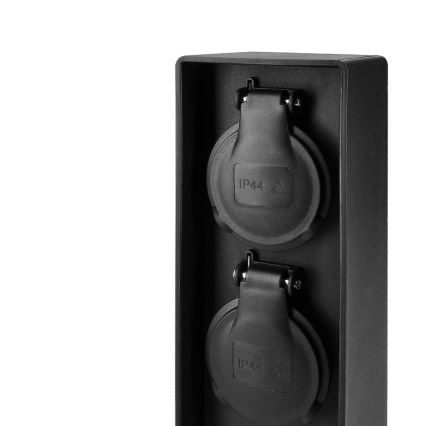 Brilagi - Columna de enchufes exterior 2 tomas 230 V IP44 SCHUKO negro