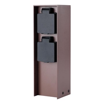 Brilagi - Columna de enchufes para exterior PILLAR 2x SCHUKO 230V IP44 marrón
