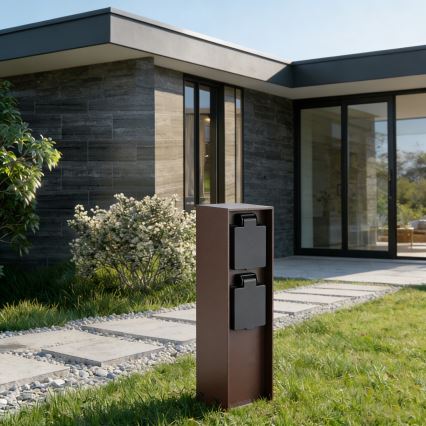 Brilagi - Columna de enchufes para exterior PILLAR 2x SCHUKO 230V IP44 marrón