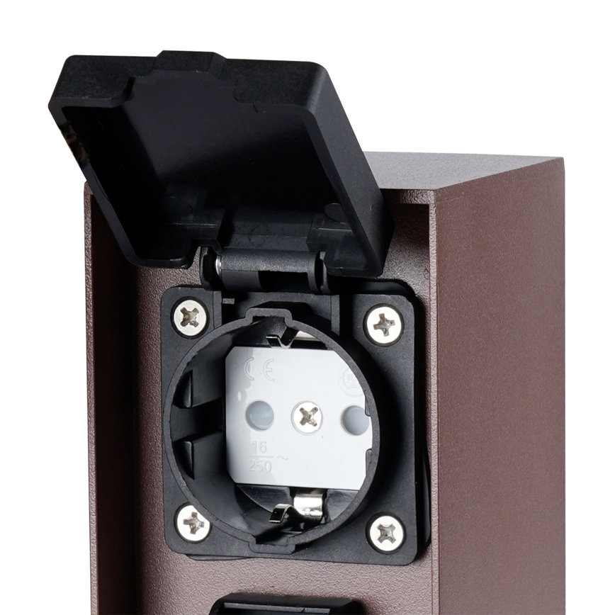 Brilagi - Columna de enchufes para exterior PILLAR 2x SCHUKO 230V IP44 marrón