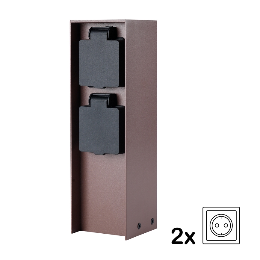 Brilagi - Columna de enchufes para exterior PILLAR 2x SCHUKO 230V IP44 marrón