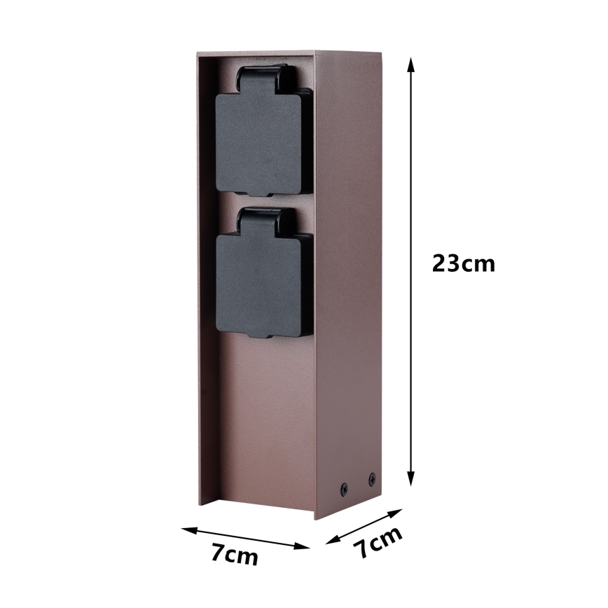 Brilagi - Columna de enchufes para exterior PILLAR 2x SCHUKO 230V IP44 marrón