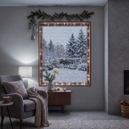 BRILAGI - Cortina de Navidad LED 300xLED/8 funciones/3xAA/USB 1,2m blanco frío