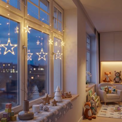 BRILAGI - Cortina de Navidad LED 77xLED/3xAA/USB 1,8m blanco cálido