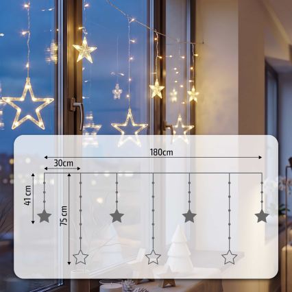 BRILAGI - Cortina de Navidad LED 77xLED/3xAA/USB 1,8m blanco cálido