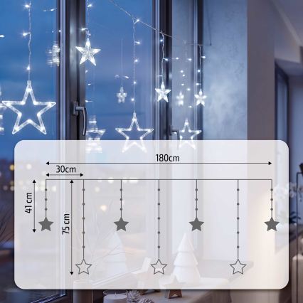 BRILAGI - Cortina de Navidad LED 77xLED/3xAA/USB 1,8m blanco frío