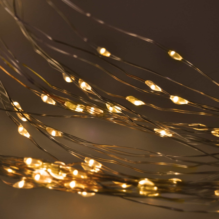 BRILAGI - Cortina LED de Navidad 300 LEDs/8 funciones/3 pilas AA/USB 1,2 m blanco cálido