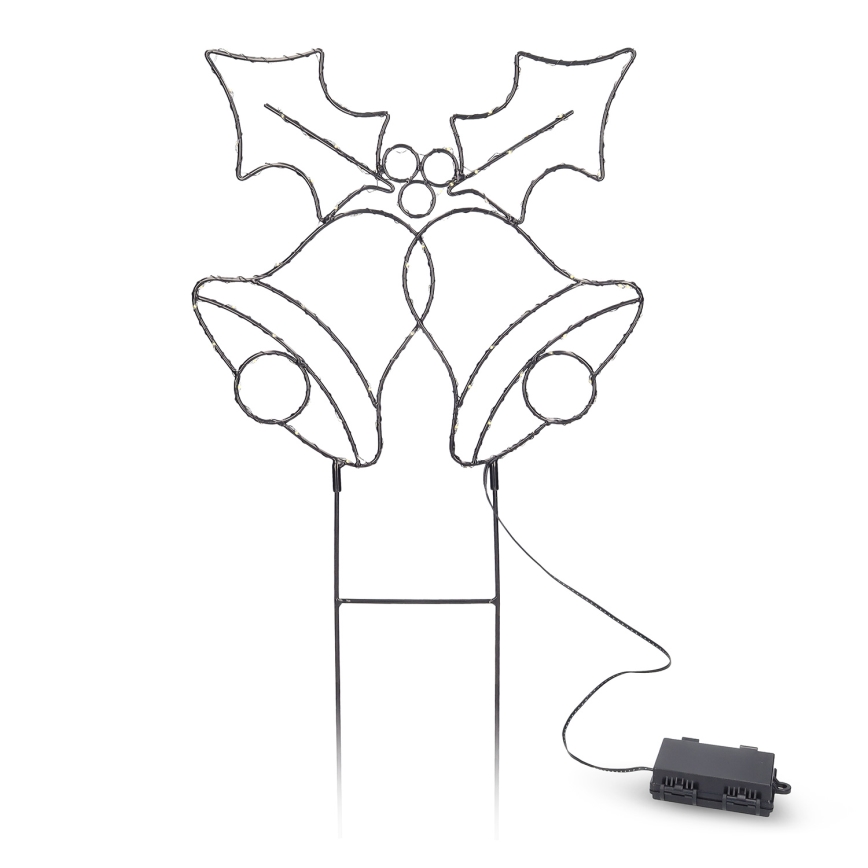Brilagi - Decoración navideña exterior LED/3xAA IP44 55x32 cm cascabeles