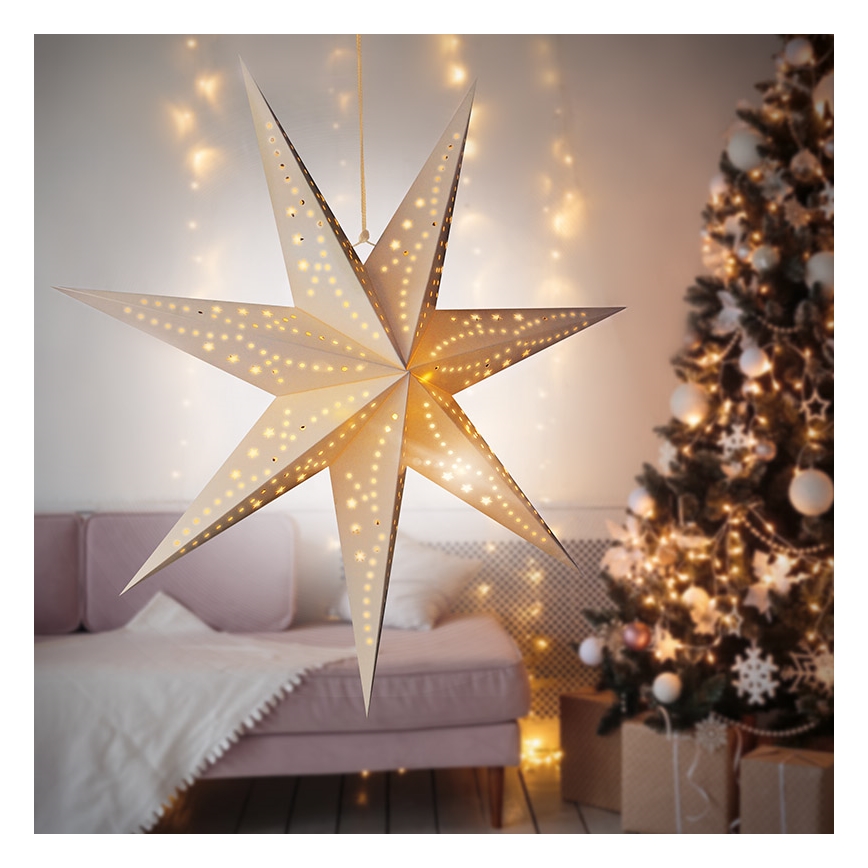 Brilagi - Decoración navideña LED/2xAA estrella de 60 cm, blanco cálido