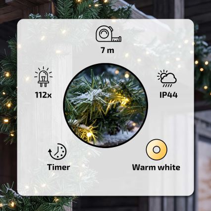 BRILAGI - Decoración navideña LED para exterior GUIRNALDA 112xLED/230V 700 cm IP44