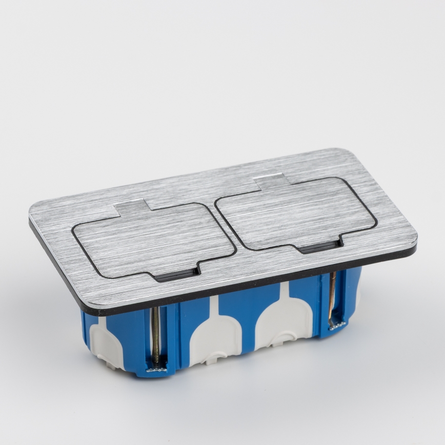 BRILAGI - Doble toma empotrada para cocina INBOX IP55, cromo mate, rectangular