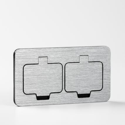 BRILAGI - Doble toma empotrada para cocina INBOX IP55, cromo mate, rectangular