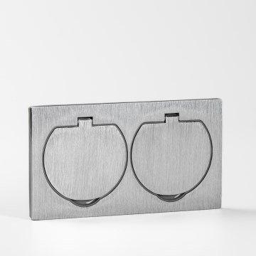 Brilagi - Enchufe doble de suelo empotrable de exterior IP55 rectangular plata