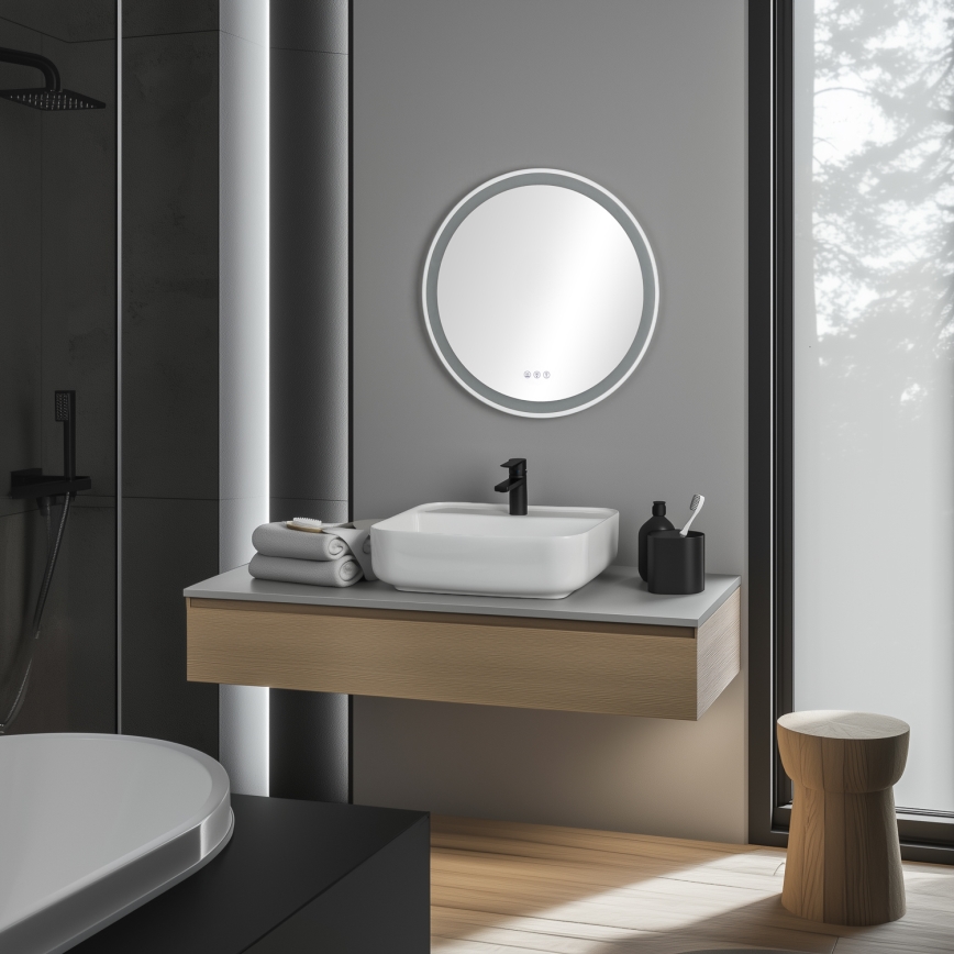 Brilagi - Espejo de baño con calefacción LED RGBW AVA PRO LED/18W/230V diámetro 60 cm IP44 IRC 90 regulable + CCT