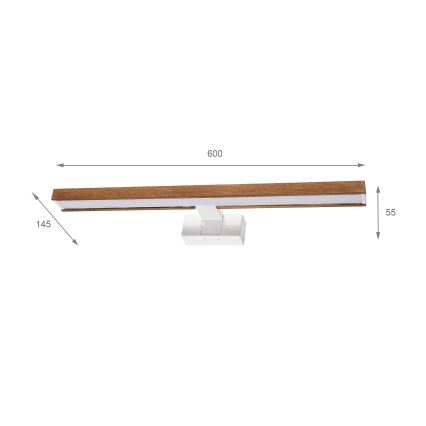 Brilagi - Iluminación LED para espejo de baño 3 en 1 WOODY MIRROR LED/12W/230V 60 cm IP44 blanco/roble cerezo