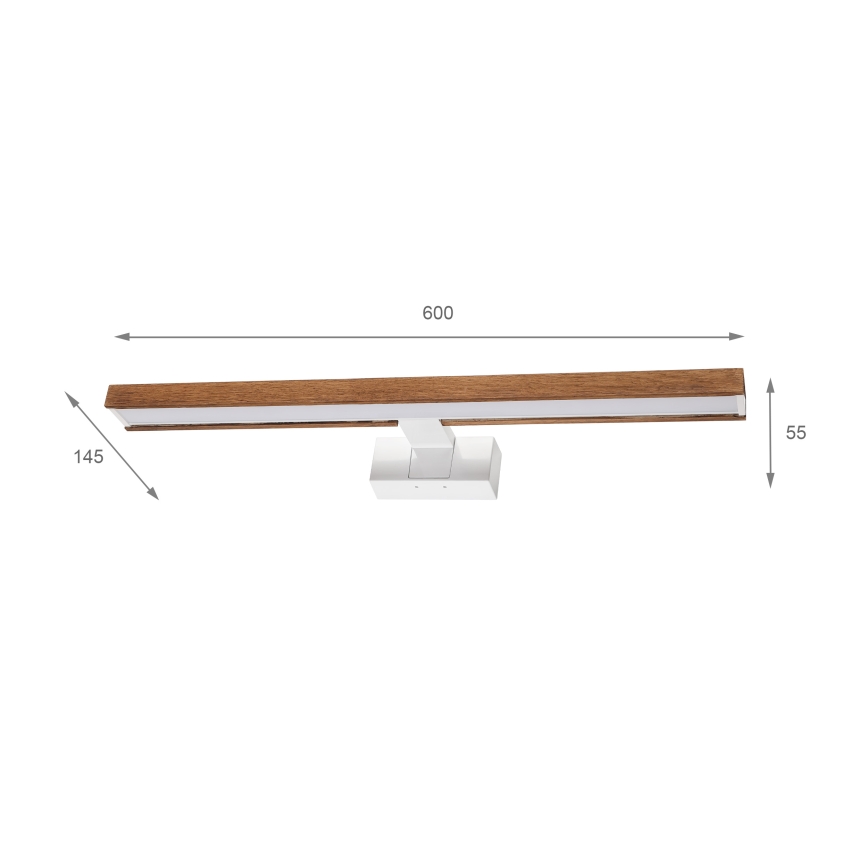 Brilagi - Iluminación LED para espejo de baño 3 en 1 WOODY MIRROR LED/12W/230V 60 cm IP44 blanco/roble cerezo