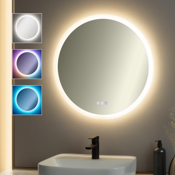 Brilagi - Espejo de baño calefactado LED RGBW CLARA PRO LED/18,5W/230V Ø 60 cm IP44 CRI 90 regulable + CCT
